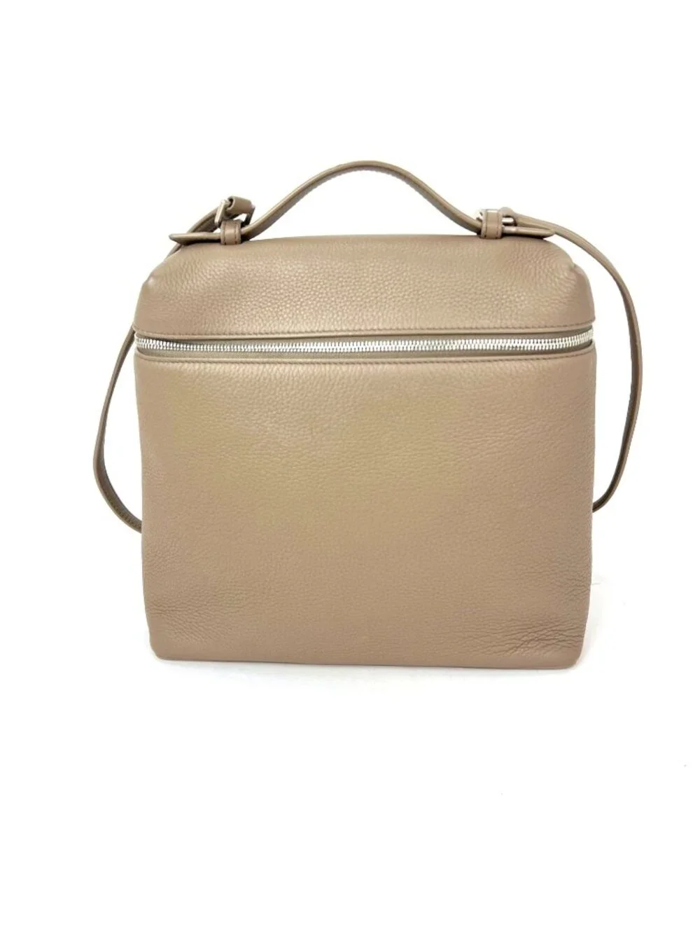 Loro Piana Grained Calfskin 23.5 Extra Pocket Warm Mastic Backpack